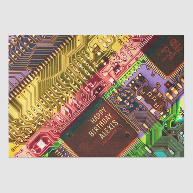Multicolored Printed Circuit Board Personalized Tissue Paper (Front)
