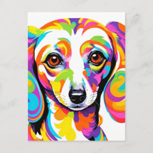 Multicolored Psychedelic Dachshund Dog Postcard