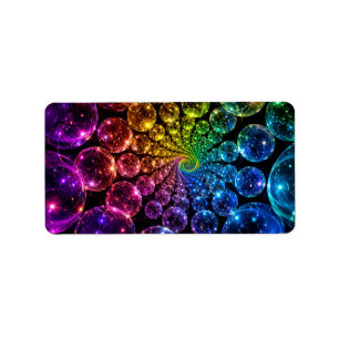 Multicolored psychedelic Fibonacci spiral Label