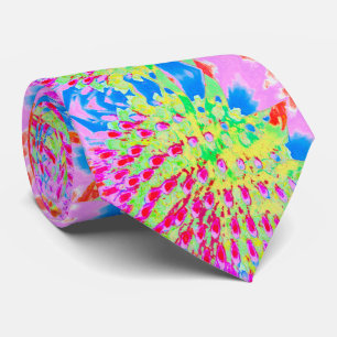 Multicolored Rainbow Abstract Cone Flower Tie