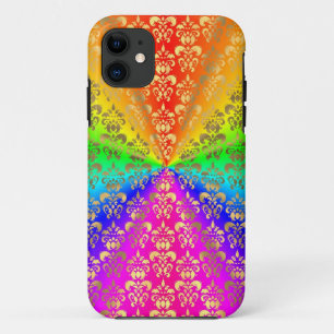 Multicolored rainbow coloured damask iPhone 11 case