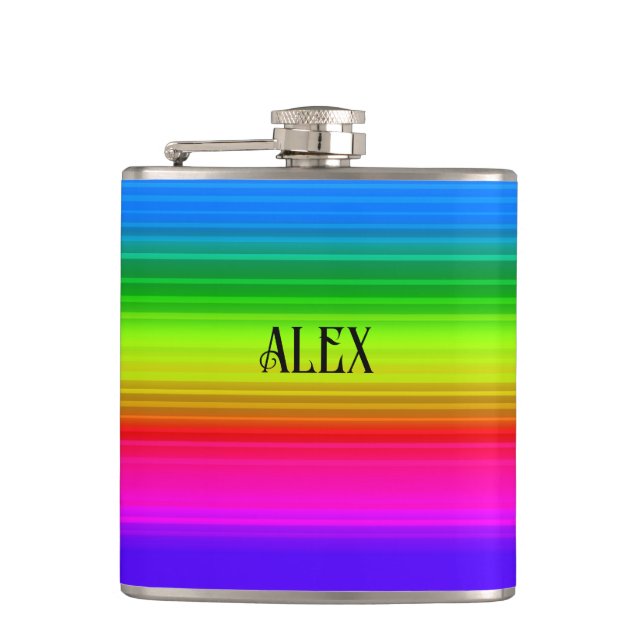 Multicolored, rainbow hip flask (Front)