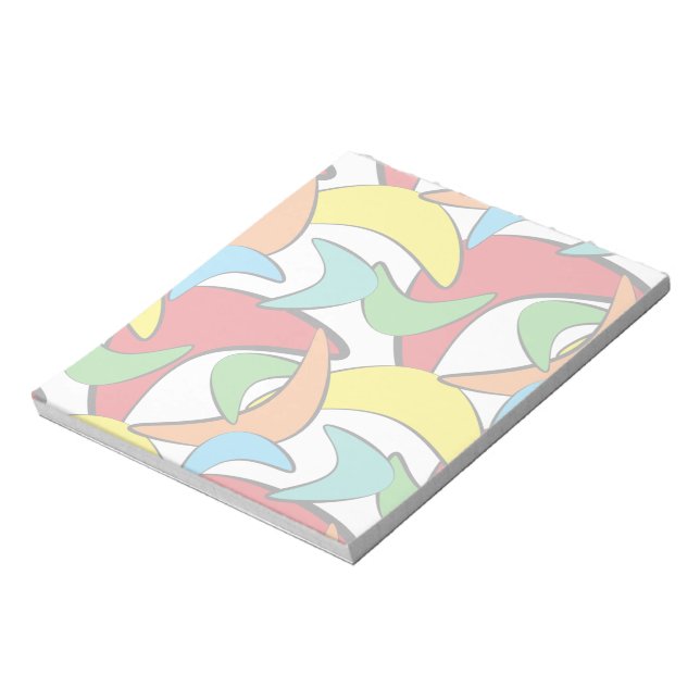 Multicolored Retro Boomerang Pattern Notepad (Rotated)