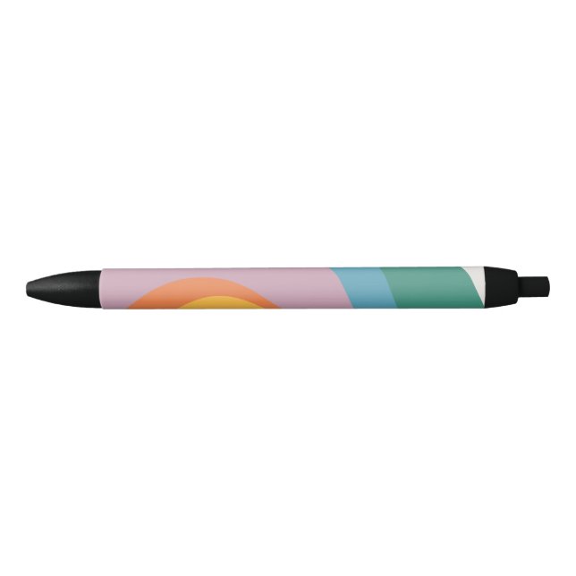Multicolored retro style circles black ink pen (Front)