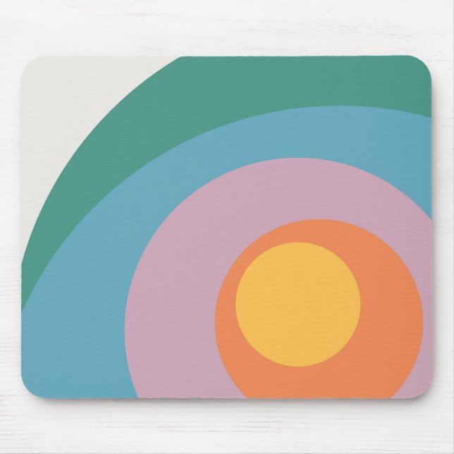 Multicolored retro style circles mouse pad (Front)