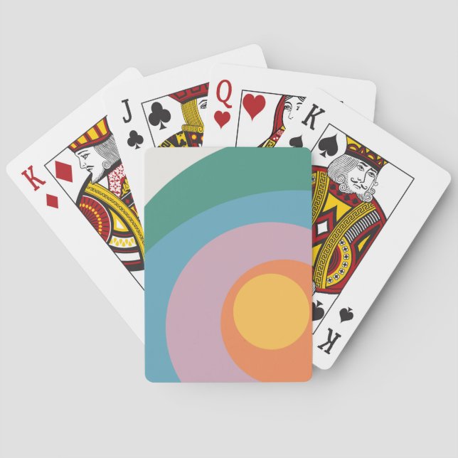 Multicolored retro style circles  playing cards (Back)