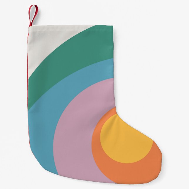 Multicolored retro style circles small christmas stocking (Front)