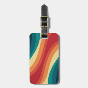 Multicolored retro style waves design luggage tag