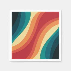 Multicolored retro style waves design napkin