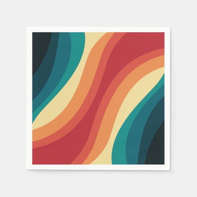 Multicolored retro style waves design napkin (Front)