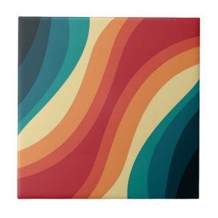 Multicolored retro style waves design tile