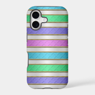 Multicolored Ribbons Stripes in Pink Blue Purple