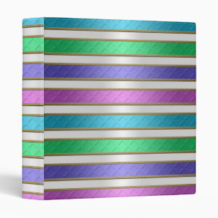 Multicolored Ribbons Stripes in Pink Blue Purple Binder