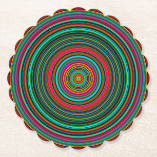 Multicolored Rings Keychain Paper Coaster