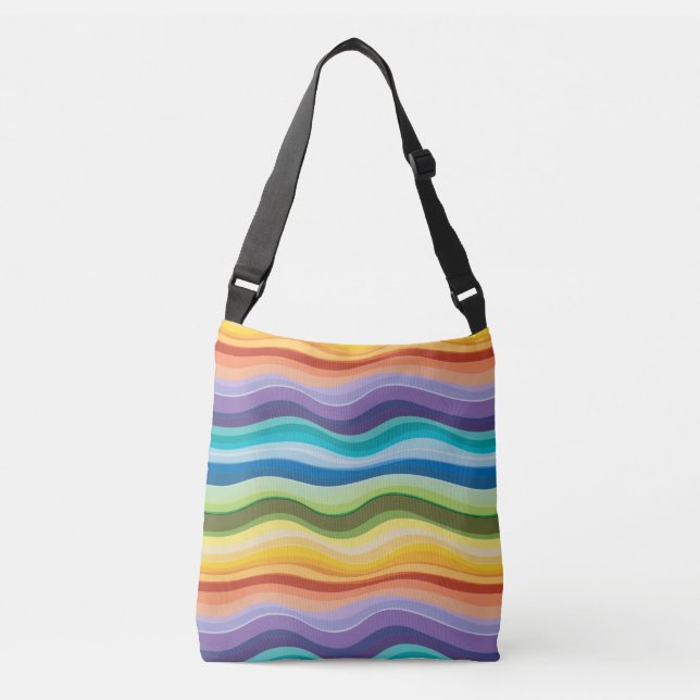 Multicolored Ripples Pattern 2 Crossbody Bag (Front)