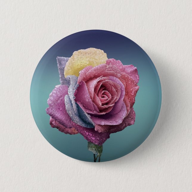Multicolored Rose 2 Inch Round Button (Front)
