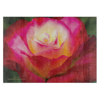 Multicolored Rose - MEDIUM Glass Cutting Board