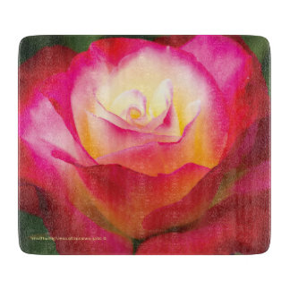 Multicolored Rose - SMALL Glass Cutting Board