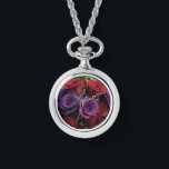 Multicolored Rose's Watch Necklace<br><div class="desc">A ladies multicolored roses watch necklace</div>