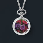 Multicolored Rose's Watch Necklace<br><div class="desc">A ladies multicolored roses watch necklace</div>