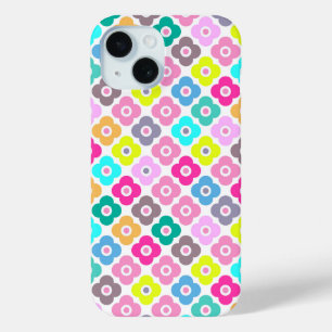 Multicolored rustic flower pattern on white iPhone 15 case