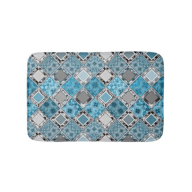 Multicolored , rustic , patchwork , patches  bath  bath mat (Front)
