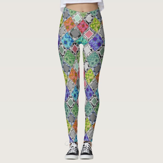 Multicolored , rustic , patchwork , patches   leggings (Front)