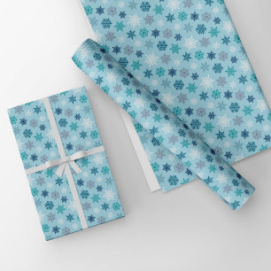Multicolored scattered snowflake pattern – winter wrapping paper