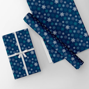 Multicolored scattered snowflake pattern – winter wrapping paper