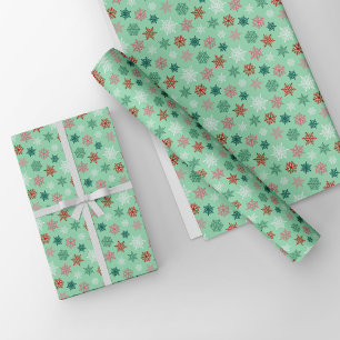 Multicolored scattered snowflake pattern – winter wrapping paper