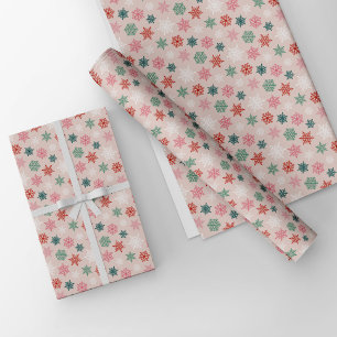 Multicolored scattered snowflake pattern – winter wrapping paper
