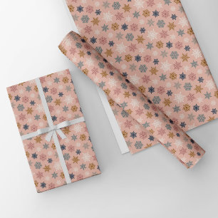 Multicolored scattered snowflake pattern – winter wrapping paper