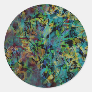 Multicolored Scribbled Abstract Art Classic Round Sticker