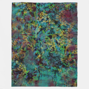 Multicolored Scribbled Abstract Art Fleece Blanket