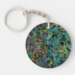 Multicolored Scribbled Abstract Art Keychain