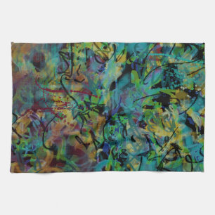 Multicolored Scribbled Abstract Art Kitchen Towel