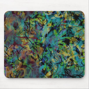 Multicolored Scribbled Abstract Art Mouse Pad