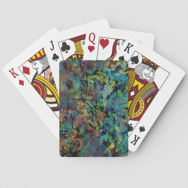 Multicolored Scribbled Abstract Art Playing Cards (Back)