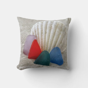 Multicolored sea glass throw pillow