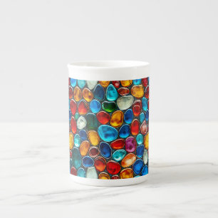 Multicolored sea pebbles bone china mug