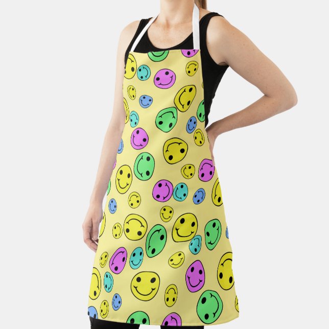 Multicolored Smiling Emoji Faces Apron (Insitu)