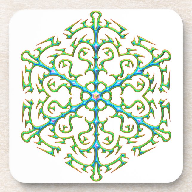 Multicolored Snowflake 1 Coaster (Front)