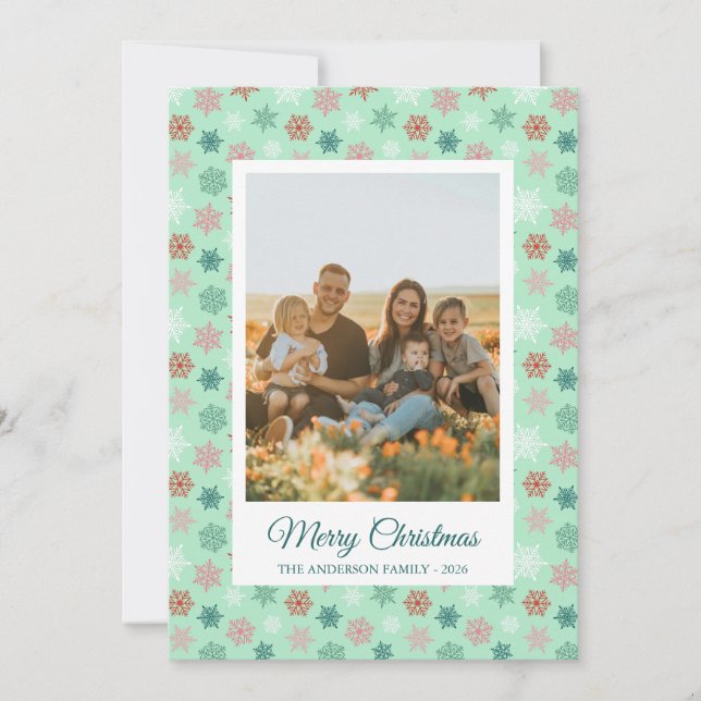 Multicolored snowflake pattern – winter christmas holiday card (Front)