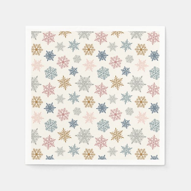 Multicolored snowflake pattern – winter christmas napkin (Front)