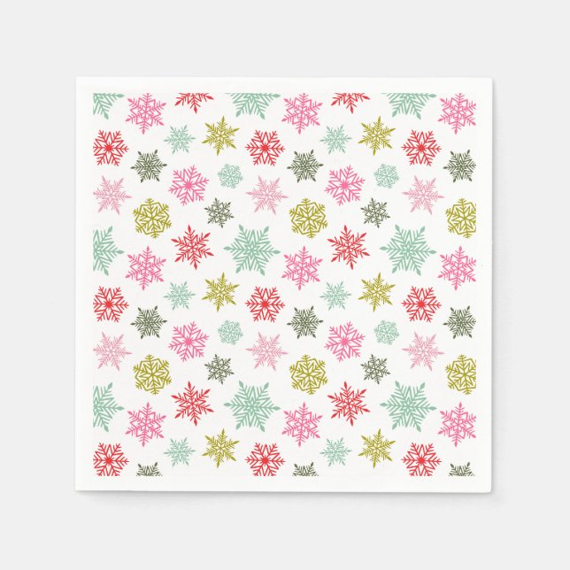 Multicolored snowflake pattern – winter christmas napkin (Front)