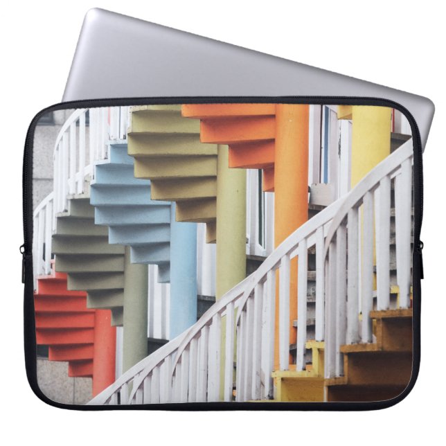 Multicolored spiral staircases laptop sleeve (Front)