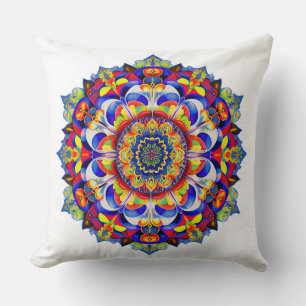 MULTICOLORED SPIRITUAL MANDALA THROW PILLOW