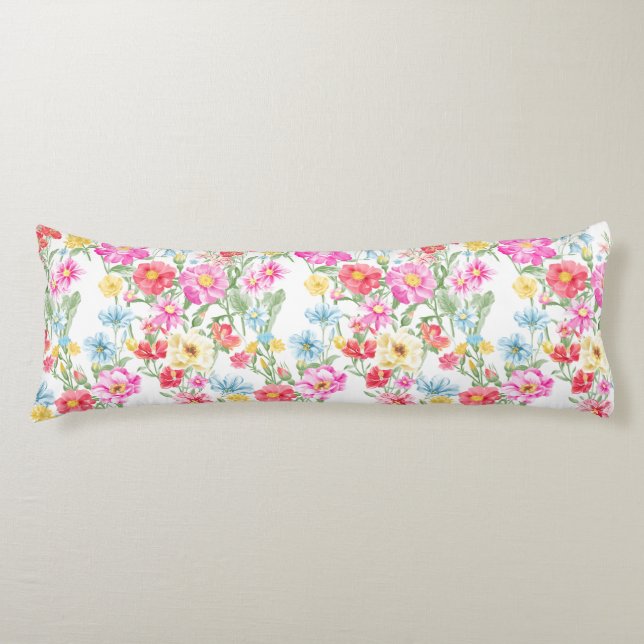 Multicolored Spring Flowers Body Pillow (Front)
