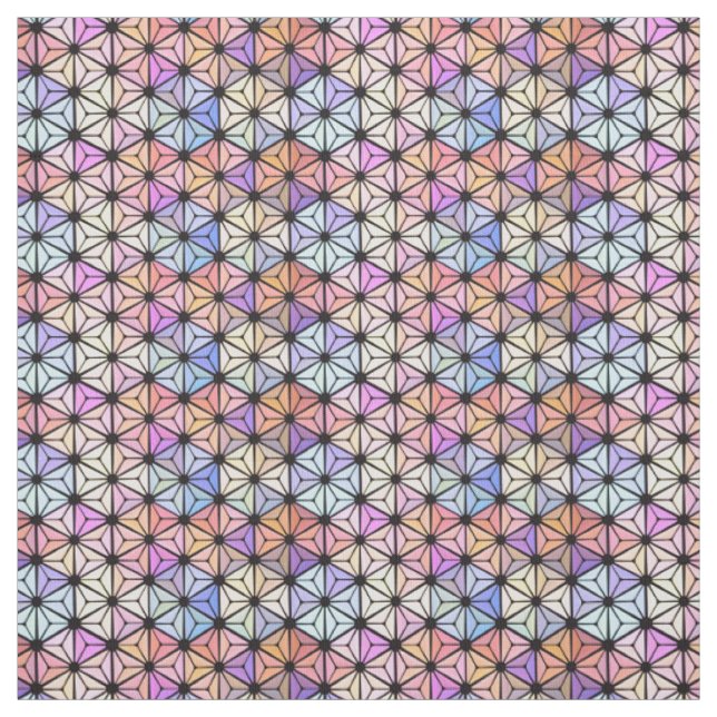 Multicolored stained-glass flower fabric (Swatch)