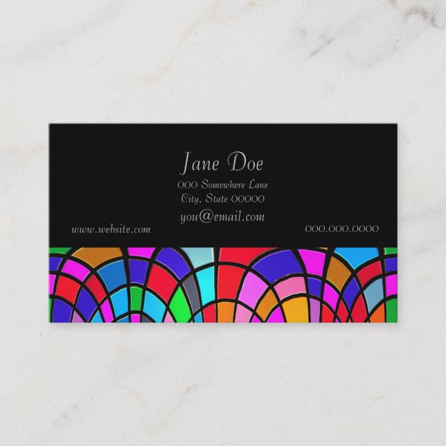 Multicolored Stained Glass Mosaic Abstract Art Business Card (Front)